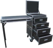 FLYHT PRO Schubladen-Transport-Case DR-10 - Tisch, Blue Wheels 4 Schubladen Rack