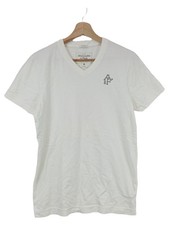 Abercrombie & Fitch Herren T-Shirt Weiß Logo Print 100% Baumwolle Kurzarm Gr M