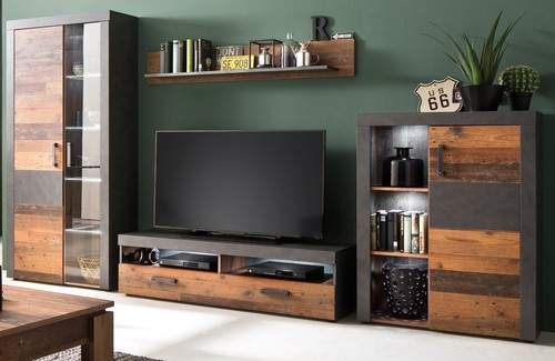 Wohnwand used wood grau tlg - wood,