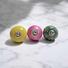 SET Möbelknöpfe Porzellan Möbelknauf Schubladen Keramik Vintage Shabby 3Stück