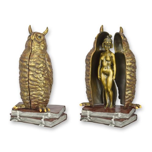 Bronzeskulptur eule weiblicher - bronzeskulptur,