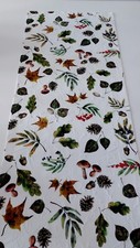 SANDER Tischläufer Herbst 50x140cm Weiß Pilze Blätter