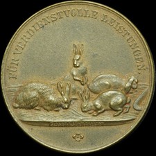 KANINCHEN: Bronze-Medaille 1926, Glaser & Sohn Dresden. GRAVIERT "NAUNDORF".