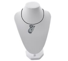 Koalabär Motiv Zinn Anhänger an einer 18 Zoll schwarzen Kordel Halskette QR11