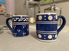 Bürgel Bürgeler Keramik Blau Weiß Kaffeetasse Tasse Geschirr Krug Teller 2er Set