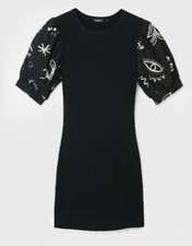 Strickkleid Desigual XL Kassandra Schwarz Slim Fit 22WWVK71