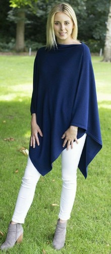 Kaschmir poncho denimblau cape - poncho,