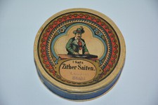 Zither Saiten Pappschachtel Antik Dose Pappe Conzert Stahl Trachten