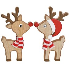 Set 2 Dekofiguren Hirsch Holz