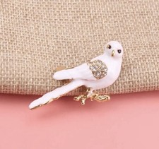 elegante Brosche Anstecker Taube Friedenstaube Vintage Legierung Emaille Strass