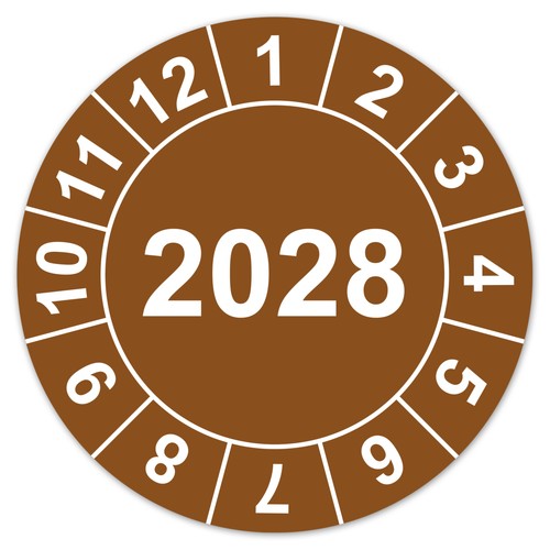 Jahresprüfplakette 2028 braun - 2028,