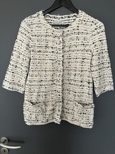 ♛ BRUNO MANETTI ♛ Jacke Gr. 38 Weiss/grau Tweed Blazer