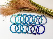 16-17cm Blaues Crackle Glasperlen Armband Ø8 mm Perlenarmband Boho 