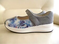 Vamos Komfort Klett-Slipper Echtleder Grau, Blau/Weiß Gr.38M✅NEU Einlage NP 140€