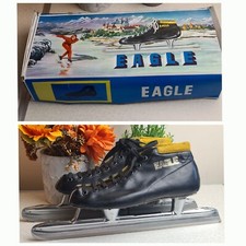 Eagle Schlittschuhe schwarz Leder Speed Skates im Karton Paar Vintage Gr. 39 (UK 6)