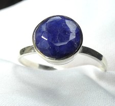 ? Gr.60 (19,1) Saphir Ring 925 Silber • Dunkelblau • Facettiert ?