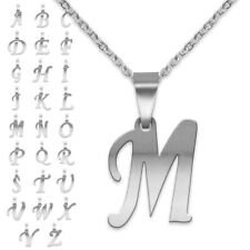 Modische Edelstahl Buchstaben Ketten Anhänger A - Z Initialen Alphabet Halskette