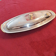 Edle Servierplatte / Fischplatte mit 24k Gold Verzierung (Vintage)