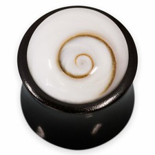 Flesh-Tunnel Ohr-Plug Piercing Schmuck Büffel-Horn Shiva-Auge Muschel