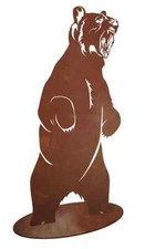 XL Edelrost Dekofigur Grizzly Bär Braunbär Figur Rostdeko Metall 80 X 36 cm