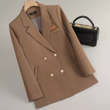 Blazer Dunkelbraun Klassisch Zweireihig Mit Einzelheiten Gold Look Formal