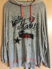 Hoodie Kapuzenpulli XL 48 ausgefallen pailletten bunt grau orange lagenlook TOP