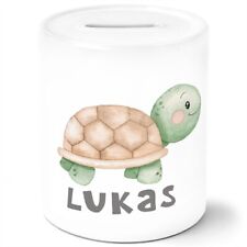 Kinder Spardose mit Namen Schildkröte Tiermotive Watercolor Sparschwein Keramik