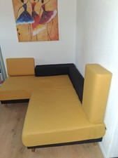 Ecksofa 1,8m x 1,6m, Farbe schwarz/gelb, Stoff, Gebraucht 