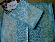 Zwei neue Tischsets Baumwollsatin Rialto Türkis Beauvillé Ribeauville Frankreich