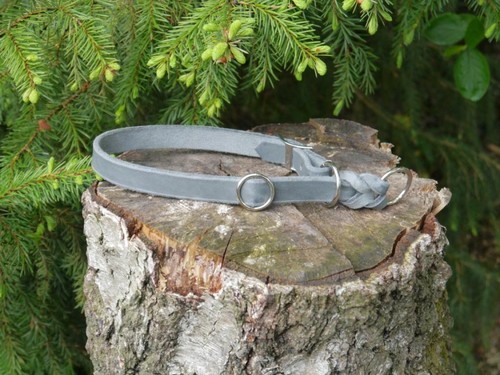 Graues fettlederhalsband - graues,