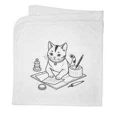 Babydecke/Tuch "Katze schreibt