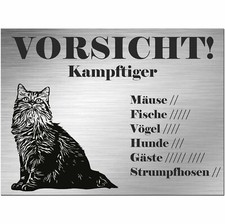 amerikanische Bobtail-Katze - Schild - Edelstahl Look - Spruch Geschenk 1252