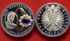 Medaille - Herzensring - Kaiserin Elisabeth - mit blauem Stein-40mm