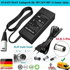 42/54.6V 2A Ladegerät Netzteil für 36V 48V Li-ion Akku Elektro Scooter Ebike XLR