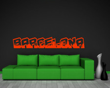 Samunshi Barcelona Schriftzug Skyline Wandtattoo  25 Farben 8 Größen