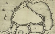 STRALSUND - Befestigungsplan - Merian - Kupferstich um 1650.