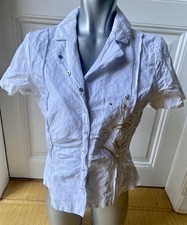 Airfield ☺️ Cross Bluse Shirt Strass Steine bestickt fancy 38 weiß kurzarm