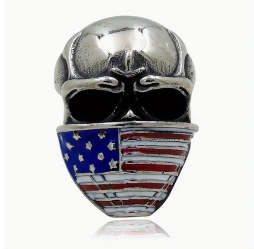 Ring american flag skull - ring,