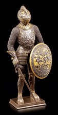 Ritter Figur Veronese - Mit Rundschild und Schwert - Mittelalter Rüstung Deko