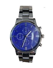 ⌚️Geneva Herren Business Quarz Armbanduhr Edelstahl silber blaues Ziffernblatt