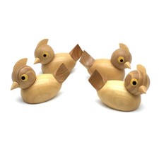 4 Design Holzvögel Singvogel wohl Kai Bojesen Stil beweglicher Kopf a. Nachlass