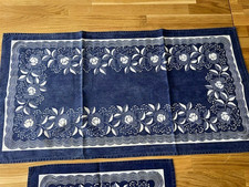 2 Baumwoll Blaudruck Tischdeckchen SET