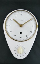 JUNGHANS Küchenuhr m. Eieruhr Design Max Bill 60er 60s mechanisch weiß Messing