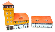 Busch 1450 + 1451 H0 Feuerwehrgebäude Schwenningen + Fahrzeughalle - 1:87 HO H0