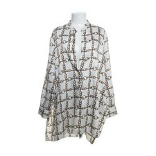 Zara Woman, Tunika, Größe: XXL, Weiß/Braun/Gold, Schlangenhaut, Satin #Nas