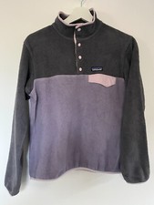 Patagonia Synchilla Fleece Damen Small Grau Lavendel Pullover Pulli Snap-T