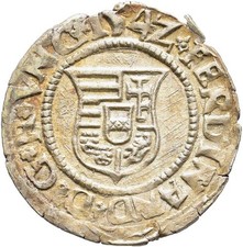 FITZ RDR Ungarn Ferdinand Habsburg Denar 1542 KB Kremnitz Madonna Silber ØSVE283