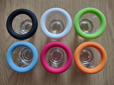 Eierbecher Glas 6er Set mehrfarbig; mit abnehmbarem Silikon Rand; stapelbar