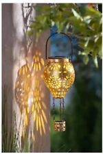 Solar Hängedeko Lampe Leuchte Laterne Heißluftballon Metall Gold Garten Deko