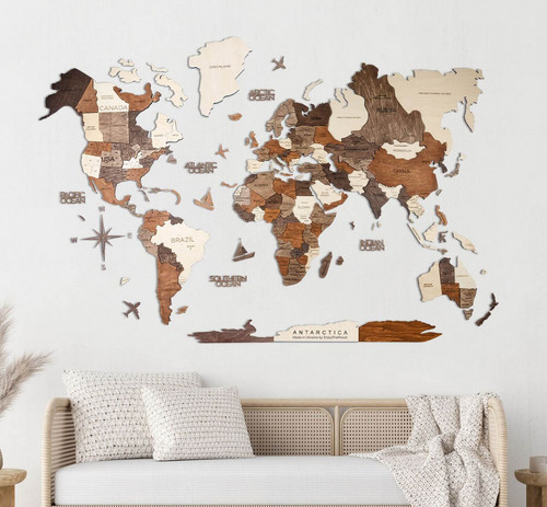 Weltkarte aus holz - aus,